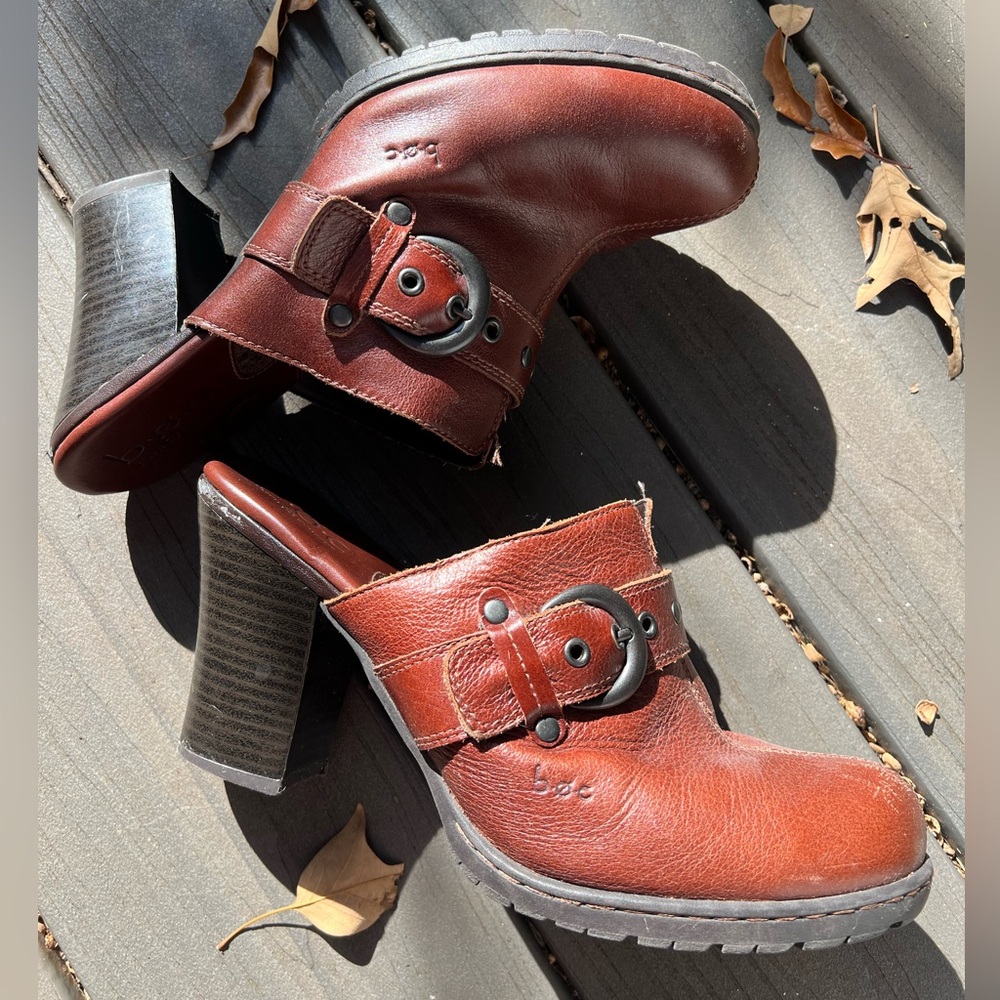 Born Concept Leather Heeled Clogs